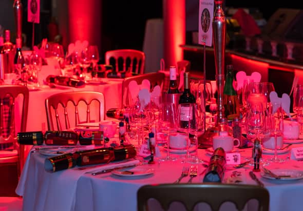 Dinner tables at a Christmas event at the Bentley Liverpool.