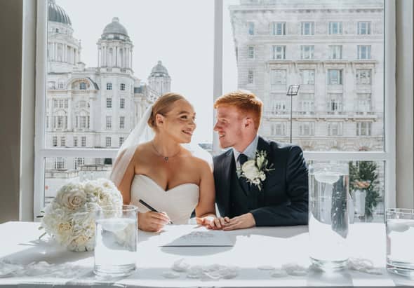 Couple getting married at the Bentley Liverpool wedding venue.